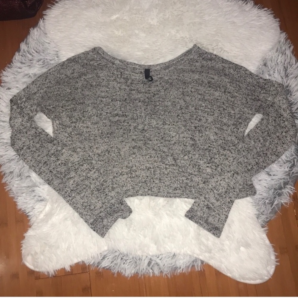 Black and Grey Crop Top with Open Back